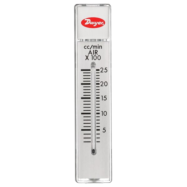Flowmeter, range 200-2500 cc/min air, no valve.